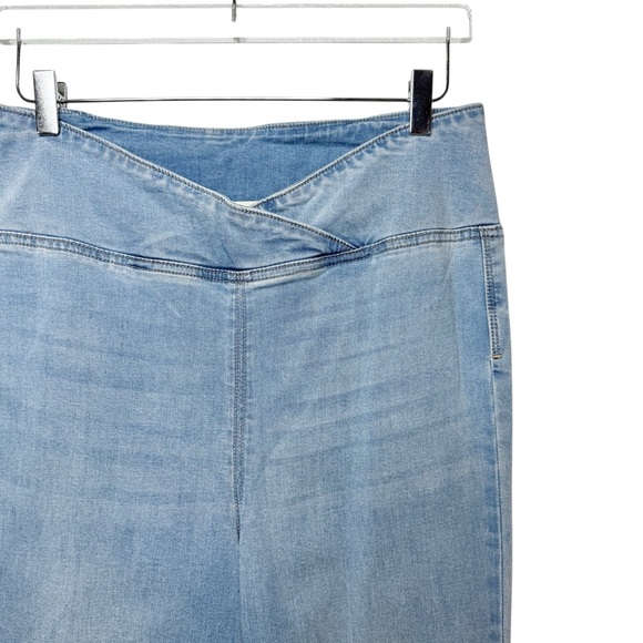 Free People Venice Beach Wrap Over Super Flare Leg Women’s Spring Blue Jeans 31 - Picture 4 of 10